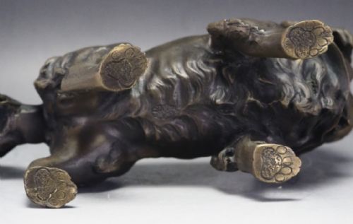SUPERB JAPANESE MEIJI EARLY 20THC BRONZE OF A CHIN DOG MORIMITSU - ADDITIONAL PHOTO 16