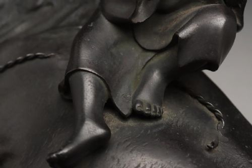 SUPERB JAPANESE MEIJI LATE 19THC BRONZE BOY ON AN OX MASAAKI - ADDITIONAL PHOTO 6