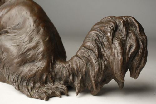 SUPERB JAPANESE MEIJI EARLY 20THC BRONZE LONGEARED CHIN DOG OMINE - ADDITIONAL PHOTO 7