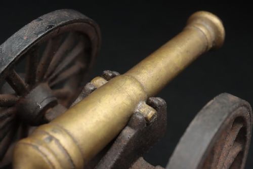 RARE FRENCH ANTIQUE 19THC IRON BRONZE GRIBEAUVAL FIELD GUN MODEL - ADDITIONAL PHOTO 1