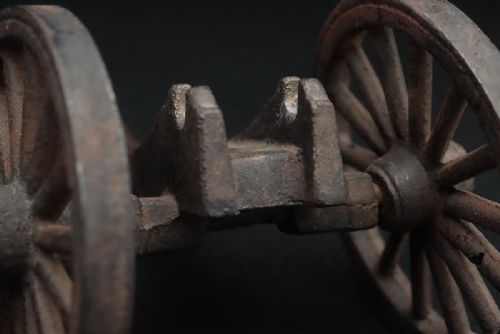 RARE FRENCH ANTIQUE 19THC IRON BRONZE GRIBEAUVAL FIELD GUN MODEL - ADDITIONAL PHOTO 2