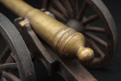 RARE FRENCH ANTIQUE 19THC IRON BRONZE GRIBEAUVAL FIELD GUN MODEL - ADDITIONAL PHOTO 5