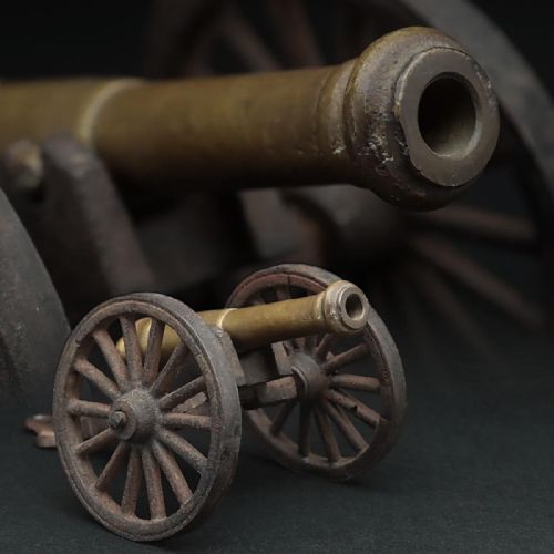 RARE FRENCH ANTIQUE 19THC IRON BRONZE GRIBEAUVAL FIELD GUN MODEL - ADDITIONAL PHOTO 9
