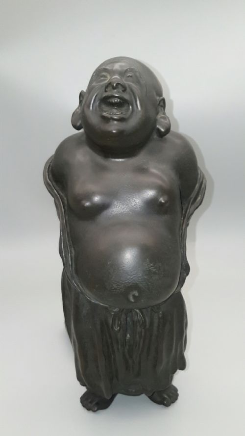 superb japanese meiji late 19thc bronze of hotei isami shibata - CATEGORY: ANTIQUE SCULPTURES - DATED 19TH CENTURY