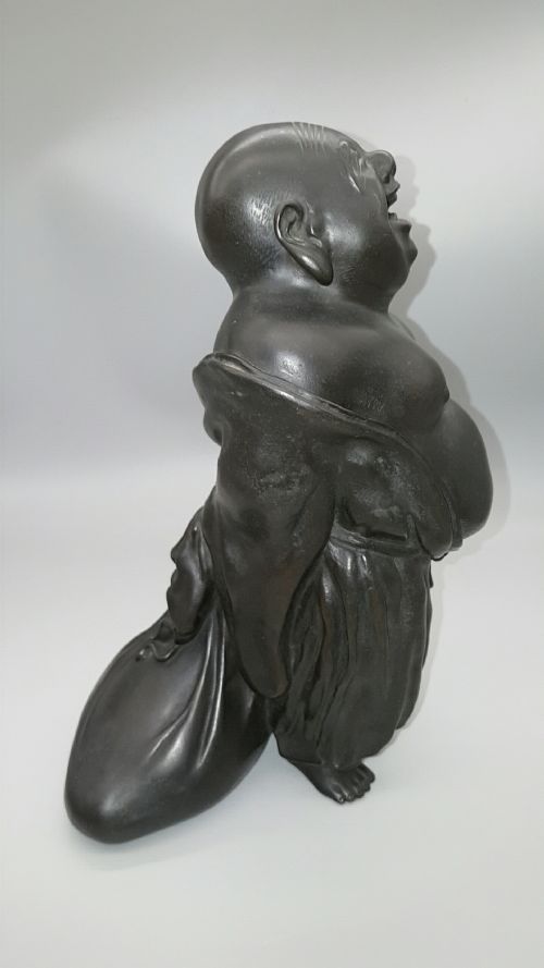 SUPERB JAPANESE MEIJI LATE 19THC BRONZE OF HOTEI ISAMI SHIBATA - ADDITIONAL PHOTO 1