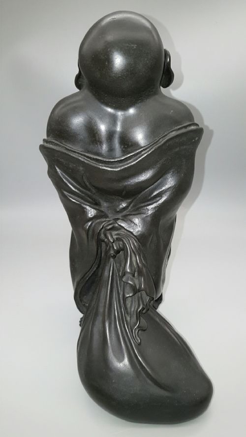 SUPERB JAPANESE MEIJI LATE 19THC BRONZE OF HOTEI ISAMI SHIBATA - ADDITIONAL PHOTO 2
