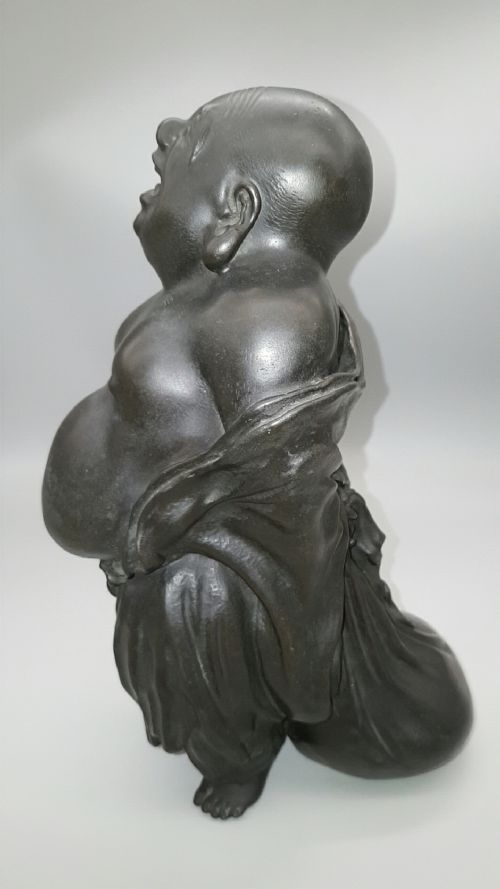 SUPERB JAPANESE MEIJI LATE 19THC BRONZE OF HOTEI ISAMI SHIBATA - ADDITIONAL PHOTO 3
