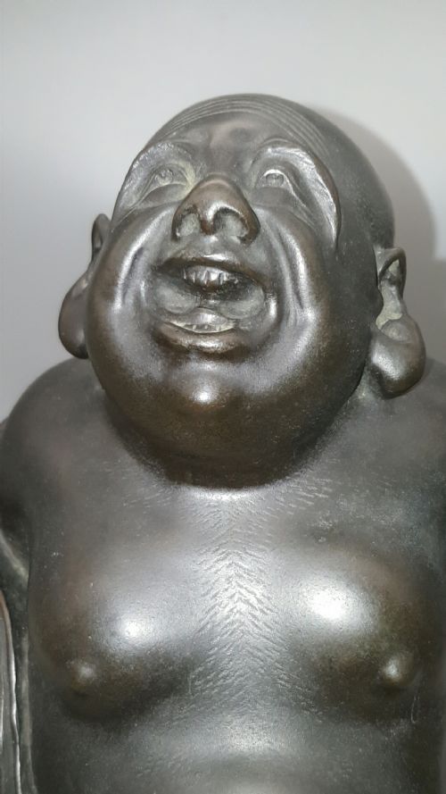 SUPERB JAPANESE MEIJI LATE 19THC BRONZE OF HOTEI ISAMI SHIBATA - ADDITIONAL PHOTO 4