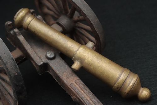 FRENCH ANTIQUE 19THC IRON BRONZE GRIBEAUVAL FIELD GUN MODEL - ADDITIONAL PHOTO 9