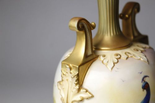 BEAUTIFUL ROYAL WORCESTER ANTIQUE 1911 PORCELAIN PEDESTAL CABINET VASE PHEASANTS PINE TREES JACK SOUTHALL - ADDITIONAL PHOTO 7