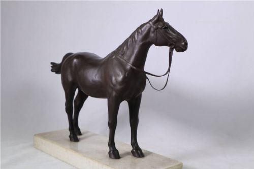 BEAUTIFUL JAPANESE MEIJITAISHO EARLY 20THC BRONZE HORSE ON MARBLE BASE KOZAN YAMAMOTO - ADDITIONAL PHOTO 2