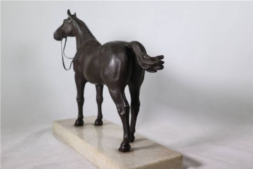 BEAUTIFUL JAPANESE MEIJITAISHO EARLY 20THC BRONZE HORSE ON MARBLE BASE KOZAN YAMAMOTO - ADDITIONAL PHOTO 3