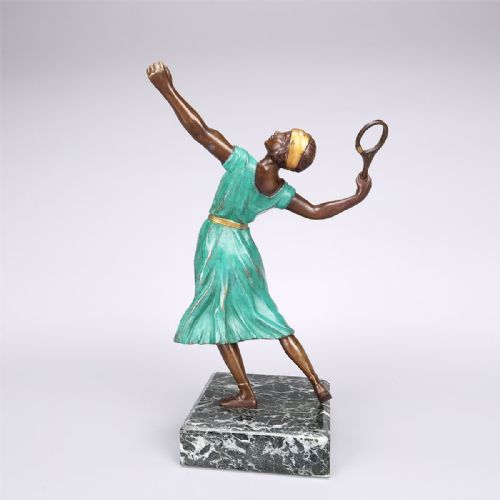 BEAUTIFUL FRENCH ART DECO BRONZE SUZANNE LENGLEN MARCEL ANDR BOURAINE - ADDITIONAL PHOTO 1