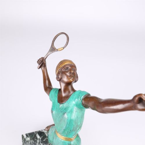 BEAUTIFUL FRENCH ART DECO BRONZE SUZANNE LENGLEN MARCEL ANDR BOURAINE - ADDITIONAL PHOTO 3