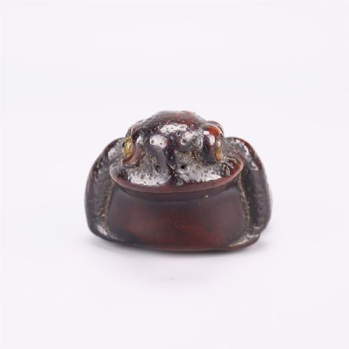 SUPERB JAPANESE EDO MID 19THC BOXWOOD TOAD NETSUKE - ADDITIONAL PHOTO 3