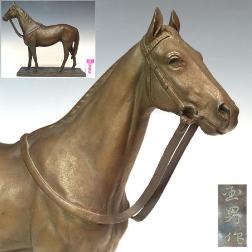 MAGNIFICENT JAPANESE TAISHO 1920S BRONZE HORSE SCULPTURE KUNIO IT - ADDITIONAL PHOTO 3