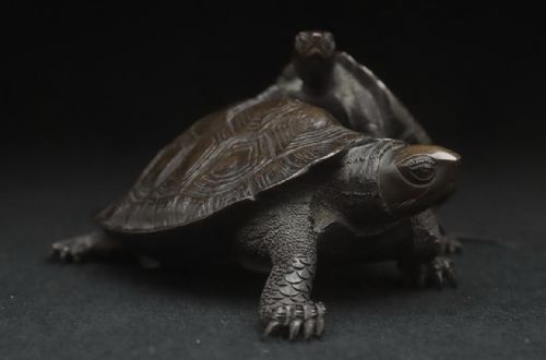 EXQUISITE JAPANESE MEIJI EARLY 20THC BRONZE OF TWO TURTLES BISHIN - ADDITIONAL PHOTO 2