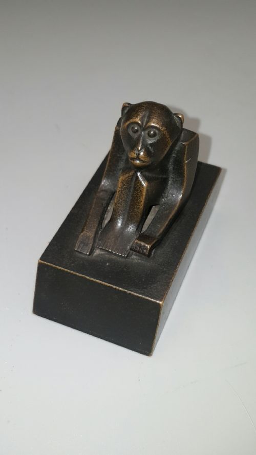 rare japanese antique meijitaisho bronze monkey paperweight izumi seijo - CATEGORY: ANTIQUE METAL - DATED 1920