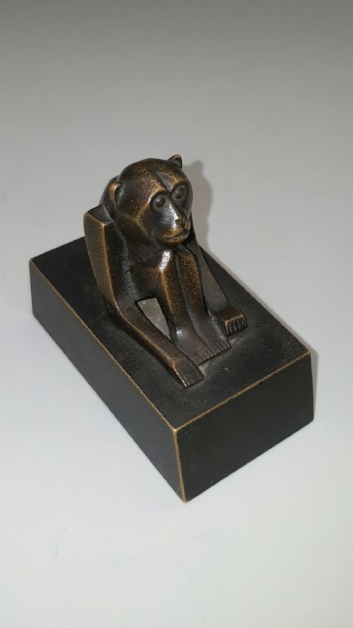 RARE JAPANESE ANTIQUE MEIJITAISHO BRONZE MONKEY PAPERWEIGHT IZUMI SEIJO - ADDITIONAL PHOTO 1