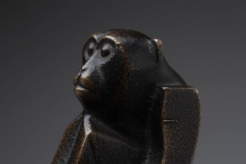 RARE JAPANESE ANTIQUE MEIJITAISHO BRONZE MONKEY PAPERWEIGHT IZUMI SEIJO - ADDITIONAL PHOTO 6