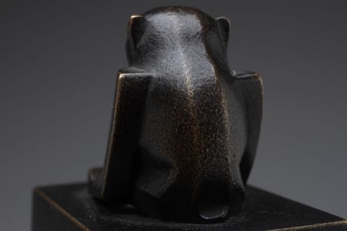 RARE JAPANESE ANTIQUE MEIJITAISHO BRONZE MONKEY PAPERWEIGHT IZUMI SEIJO - ADDITIONAL PHOTO 9