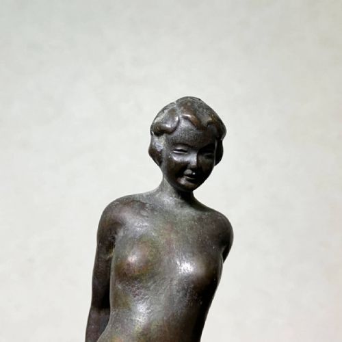 FRENCH ART DECO 1930S BRONZE NUDE HOOP DANCER ON MARBLE BASE - ADDITIONAL PHOTO 6