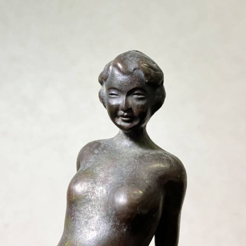 FRENCH ART DECO 1930S BRONZE NUDE HOOP DANCER ON MARBLE BASE - ADDITIONAL PHOTO 7