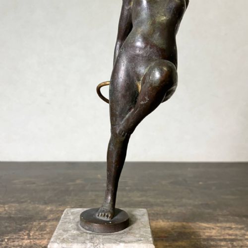FRENCH ART DECO 1930S BRONZE NUDE HOOP DANCER ON MARBLE BASE - ADDITIONAL PHOTO 9