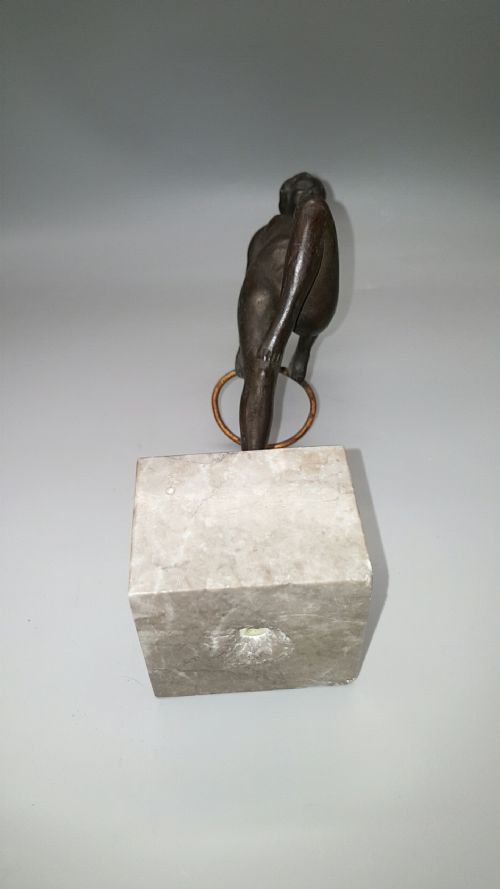 FRENCH ART DECO 1930S BRONZE NUDE HOOP DANCER ON MARBLE BASE - ADDITIONAL PHOTO 11