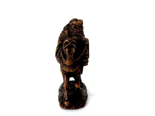 SUPERB JAPANESE ANTIQUE LATE 19THC BOXWOOD NETSUKE WISE MAN ON HORSE MASAYUKI - ADDITIONAL PHOTO 2