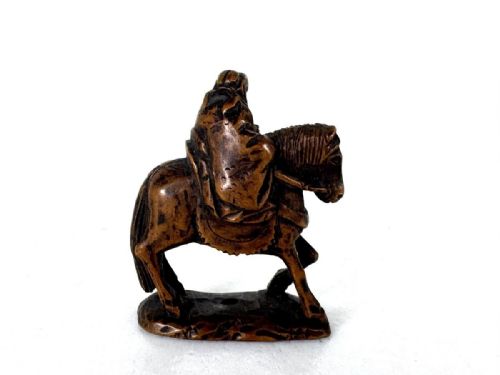 SUPERB JAPANESE ANTIQUE LATE 19THC BOXWOOD NETSUKE WISE MAN ON HORSE MASAYUKI - ADDITIONAL PHOTO 3