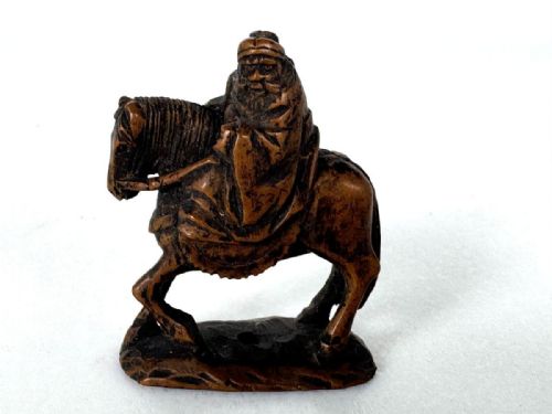 SUPERB JAPANESE ANTIQUE LATE 19THC BOXWOOD NETSUKE WISE MAN ON HORSE MASAYUKI - ADDITIONAL PHOTO 8