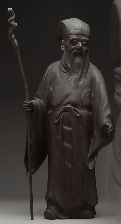superb japanese meiji late 19thc bronze of jurojin hideho - CATEGORY: ANTIQUE SCULPTURES - DATED 19TH CENTURY