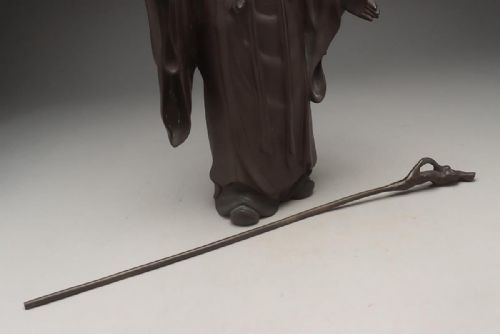 SUPERB JAPANESE MEIJI LATE 19THC BRONZE OF JUROJIN HIDEHO - ADDITIONAL PHOTO 8