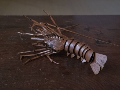 superb japanese meiji early 20thc copper jizai articulated spiny lobster myochin - CATEGORY: ANTIQUE SCULPTURES - DATED 1910