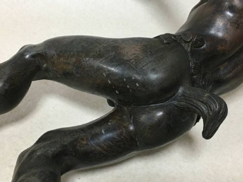 SUPERB ITALIAN ANTIQUE LATE 19THC BRONZE SCULPTURE DANCING FAUN AUGUSTO RIVALTA - ADDITIONAL PHOTO 6