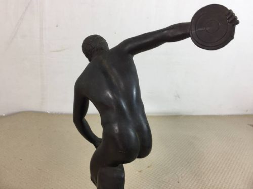 ITALIAN ANTIQUE LATE 19THEARLY 20THC BRONZE DISCUS THROWER - ADDITIONAL PHOTO 2