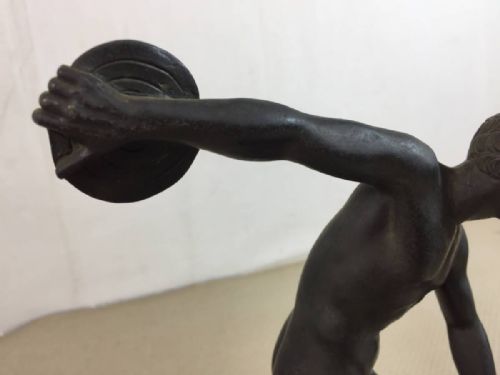 ITALIAN ANTIQUE LATE 19THEARLY 20THC BRONZE DISCUS THROWER - ADDITIONAL PHOTO 3