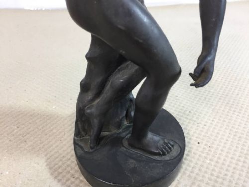 ITALIAN ANTIQUE LATE 19THEARLY 20THC BRONZE DISCUS THROWER - ADDITIONAL PHOTO 4