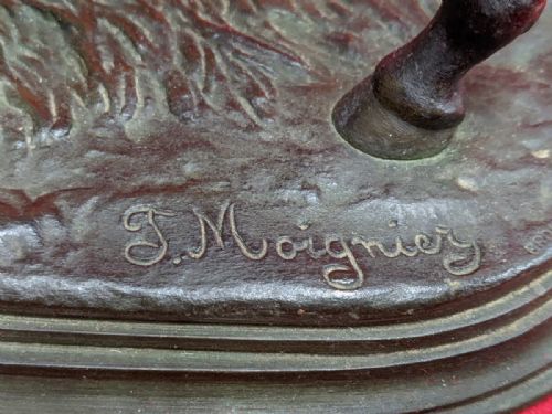 MAGNIFICENT FRENCH ANTIQUE LATE 19THC BRONZE RACEHORSE JOCKEY RETOUR AU PASAGE JULES MOIGNIEZ - ADDITIONAL PHOTO 8