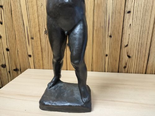 ITALIAN ANTIQUE EARLY 20THC LARGE BRONZE STATUE OF A BOY BACCUS EATING GRAPES - ADDITIONAL PHOTO 5