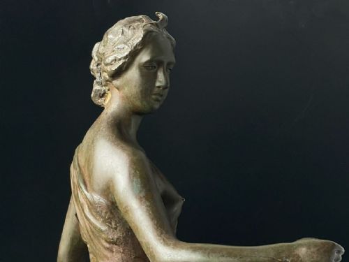 FRENCH ANTIQUE LATE 19THC CLASSIC LARGE BRONZE OF YOUNG DIANA THE HUNTRESS - ADDITIONAL PHOTO 2