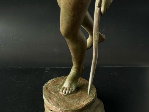 FRENCH ANTIQUE LATE 19THC CLASSIC LARGE BRONZE OF YOUNG DIANA THE HUNTRESS - ADDITIONAL PHOTO 5