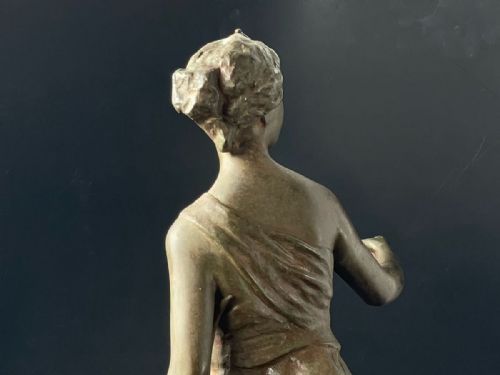 FRENCH ANTIQUE LATE 19THC CLASSIC LARGE BRONZE OF YOUNG DIANA THE HUNTRESS - ADDITIONAL PHOTO 6