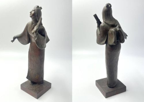 RARE JAPANESE VINTAGE 1930S BRONZE GEISHA YOSHIZUMI YOKOE - ADDITIONAL PHOTO 3
