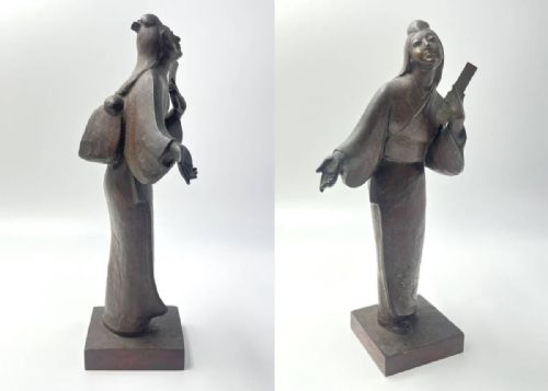 RARE JAPANESE VINTAGE 1930S BRONZE GEISHA YOSHIZUMI YOKOE - ADDITIONAL PHOTO 4