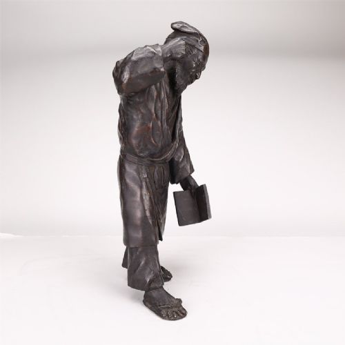 SUPERB CHINESE ANTIQUE EARLY 20THC BRONZE OF A SCHOLAR - ADDITIONAL PHOTO 1