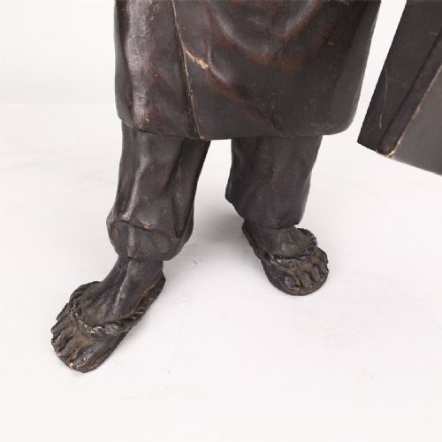SUPERB CHINESE ANTIQUE EARLY 20THC BRONZE OF A SCHOLAR - ADDITIONAL PHOTO 4