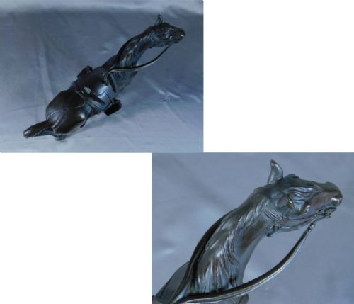 SUPERB JAPANESE MEIJI LATE 19THC BRONZE OKIMONO OF THE SHOGUNS HORSE MARUKI COMPANY - ADDITIONAL PHOTO 5