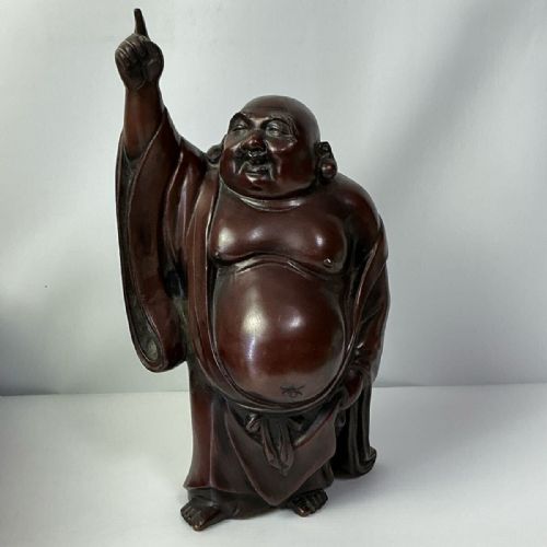 excellent japanese meiji early 20thc heavy bronze of hotei - CATEGORY: ANTIQUE SCULPTURES - DATED 1910